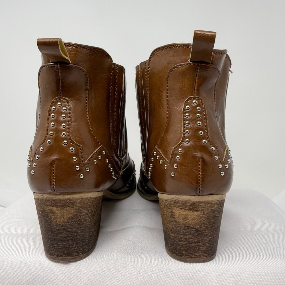 Yoki Brown Studded Western Ankle Boots - Picture 13 of 14